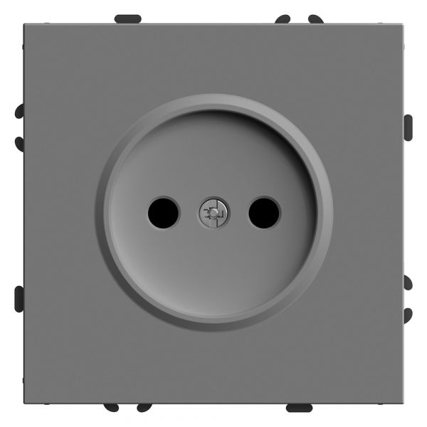 Розетка 1-местная с защитной шторкой (механизм) б/з, 250В, 16А, серия Эмили, платиново-серый, soft t