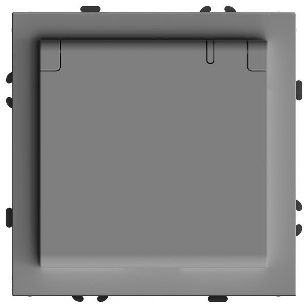 Розетка 1-местная с крышкой с защитной шторкой б/з, 250В, 16А, серия Эмили, платиново-серый soft touch STEKKER