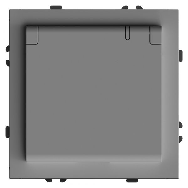 Розетка 1-местная с крышкой с защитной шторкой с/з, 250В, 16А, серия Эмили, платиново-серый soft touch STEKKER