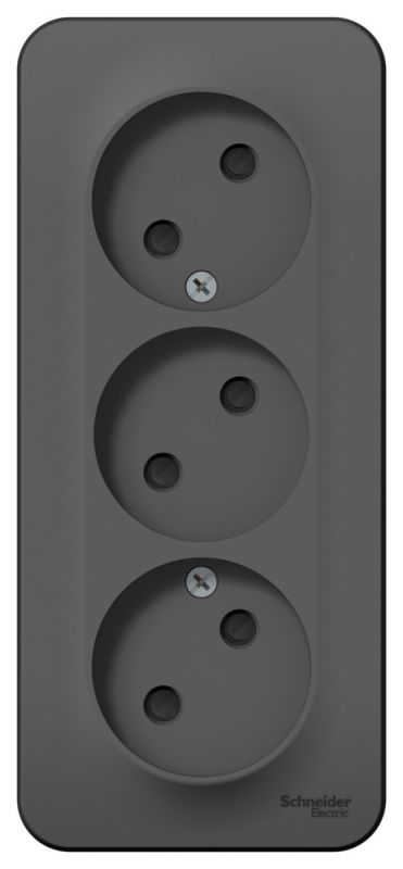 Розетка BLANCA наружная 3-я без заземления со шторками с изоляционной пластиной 16а 250в антрацит