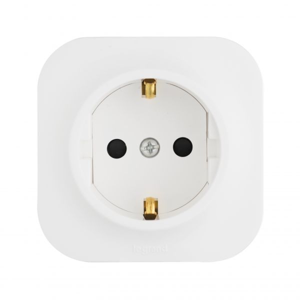 Розетка 1-местная для открытой установки с заземлением без защитных шторок 16А белый QUTEO
