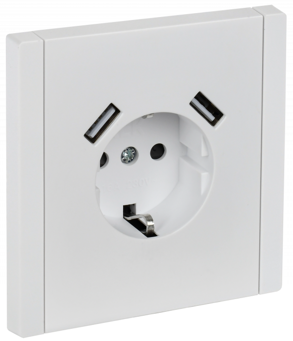 FORTE&PIANO Розетка 1-местная с заземлением с защитными шторками винтовое крепление 16А USB A+A 3,1А FP245 белый IEK