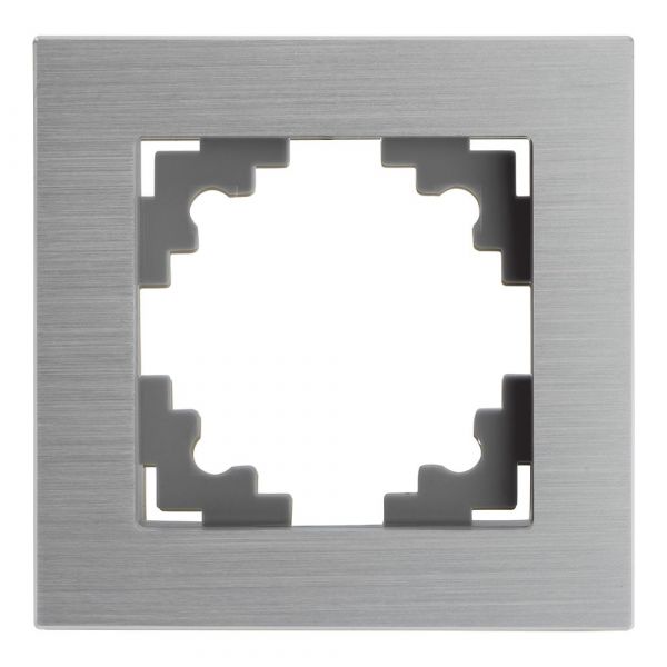 Рамка одноместная металл серия Катрин серебро STEKKER