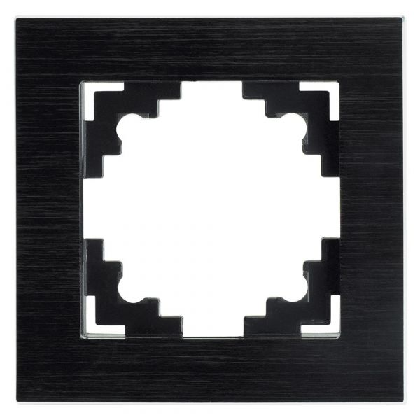Рамка одноместная металл серия Катрин черный STEKKER