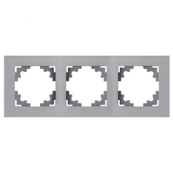 Рамка 3-местная металл серия Катрин серебро STEKKER