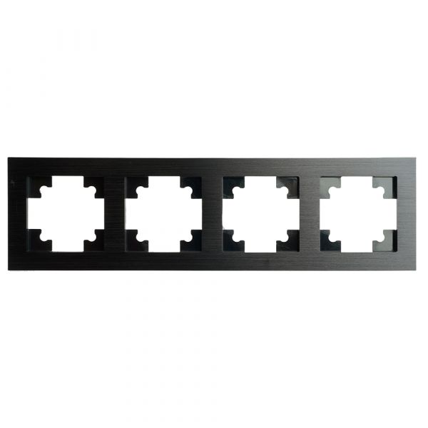 Рамка 4-местная металл серия Катрин черный STEKKER