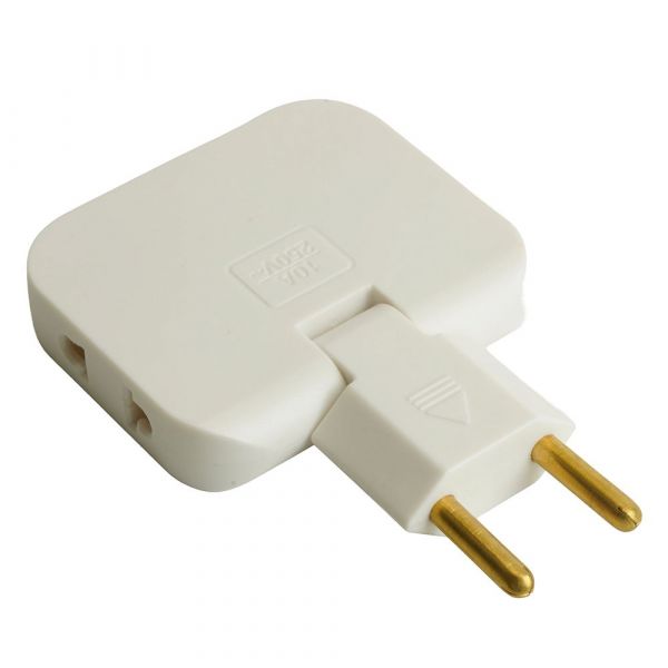 Разветвитель сетевой плоский поворотный 3-местный б/з, белый