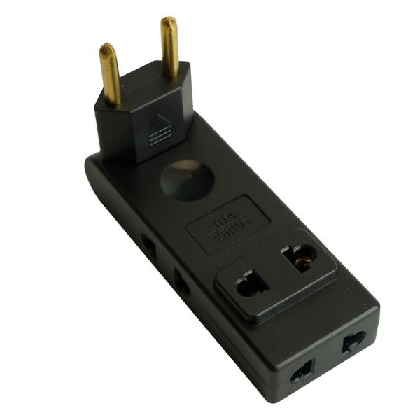 Разветвитель сетевой плоский поворотный 4-местный б/з, черный