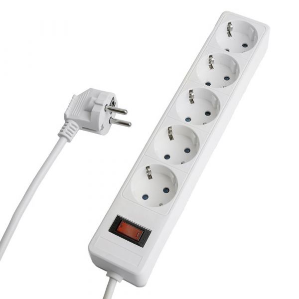 Фильтр сетевой 5-местный с/з 3x1 мм2 5 м 230 В 13 А белый HM20-51-05