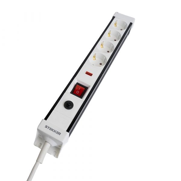 Фильтр сетевой 4-местный с/з 3x1 мм2 5 м 250 В 16 А белый HM22-41-05