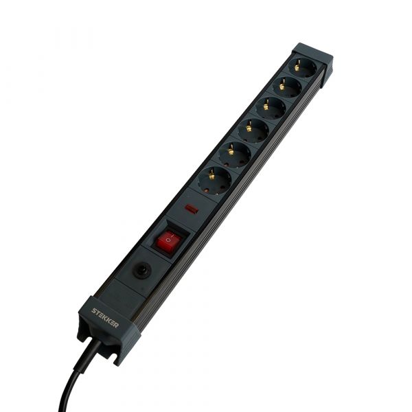 Фильтр сетевой 6-местный с/з 3x1 мм2 5 м 250 В 16 А черный HM22-61-05