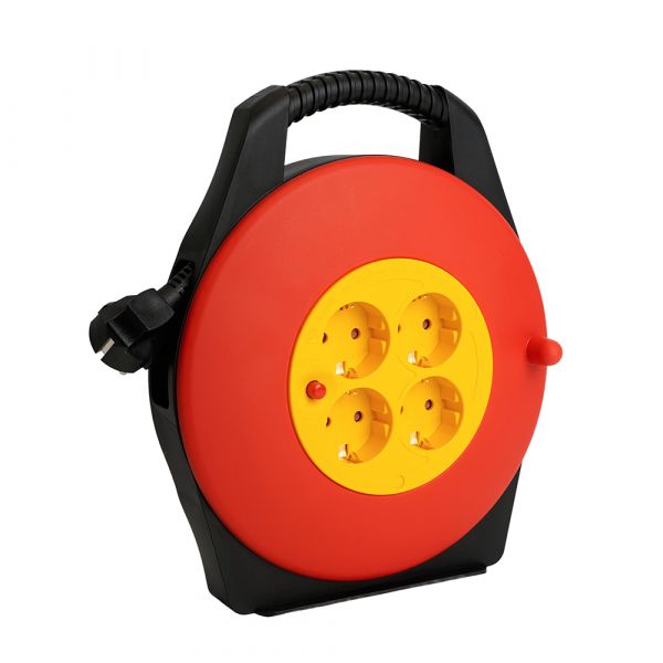 Удлинитель-рулетка с ручкой Standart 4 розетки с/з ПВС 3х1 черный 16 А IP20 10 м STD06-40-50