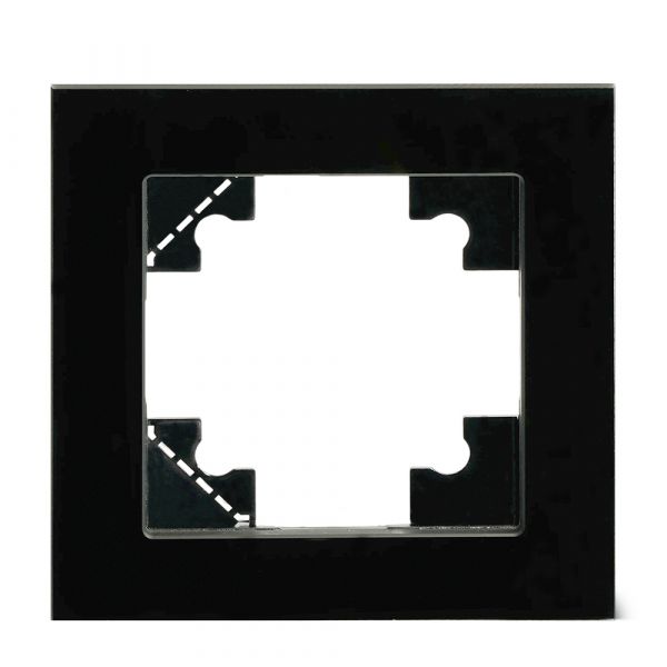 Рамка 1-местная для сенсорных механизмов, подсветки, стекло, серия Катрин, черный STEKKER