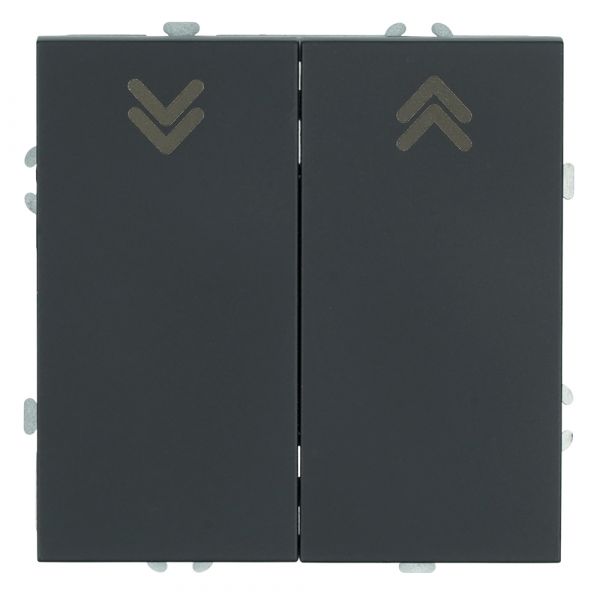 Выключатель двухклавишный самовозвратный (механизм) 250В 10А черный уголь soft touch серия Эмили STEKKER