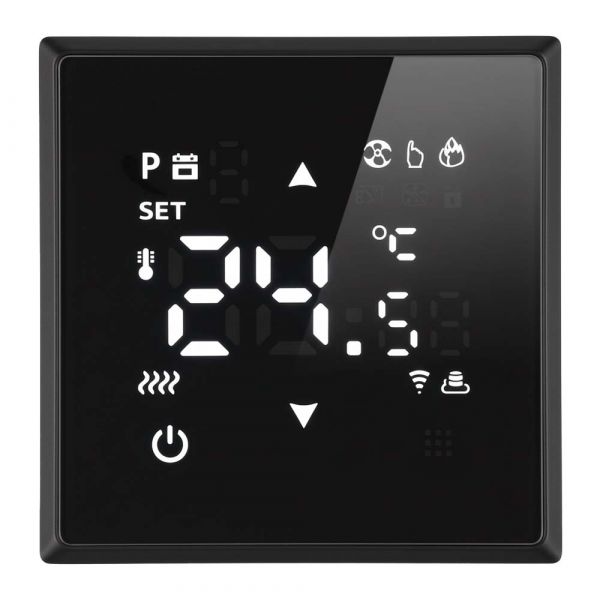 Терморегулятор Wi-Fi (механизм) 250В 3500Вт серия Эмили черный уголь soft touch STEKKER