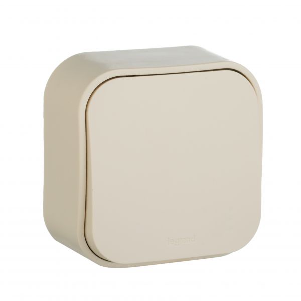 Выключатель 1-клавишный для открытой установки слоновая кость QUTEO