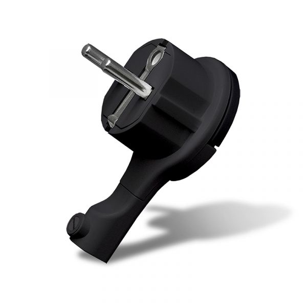 Вилка-невидимка с заземлением черная 16 А 250 В