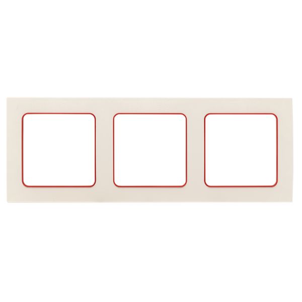 Стокгольм Рамка 3-местная белая с линией цвета красный