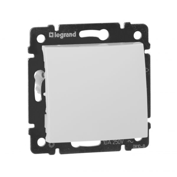 Выключатель 1-клавишный самовозвартный 10А схема 1P безвинтовое крепление белый VALENA