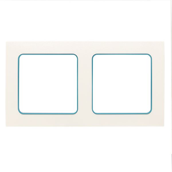 Стокгольм Рамка 2-местная белая с линией цвета синий