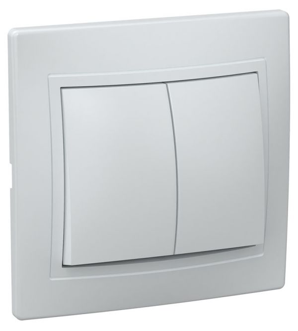 KVARTA Выключатель 2-клавишный 10А ВС10-2-0-КБ белый GENERICA
