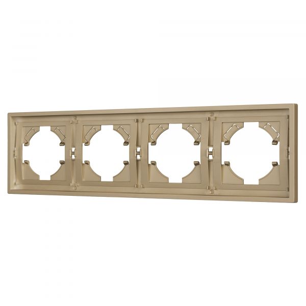 Рамка пластиковая FRM-TENDO-SFPL-4-GD, Золото светлое, 4 поста