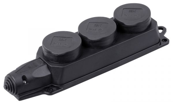 Розетка каучук тройная с защитными крышками IP44 ОМЕГА