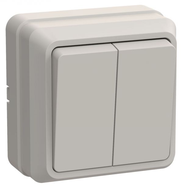 OKTAVA Выключатель 2-клавишный для открытой установки 10А ВС20-2-0-ОКм кремовый GENERICA