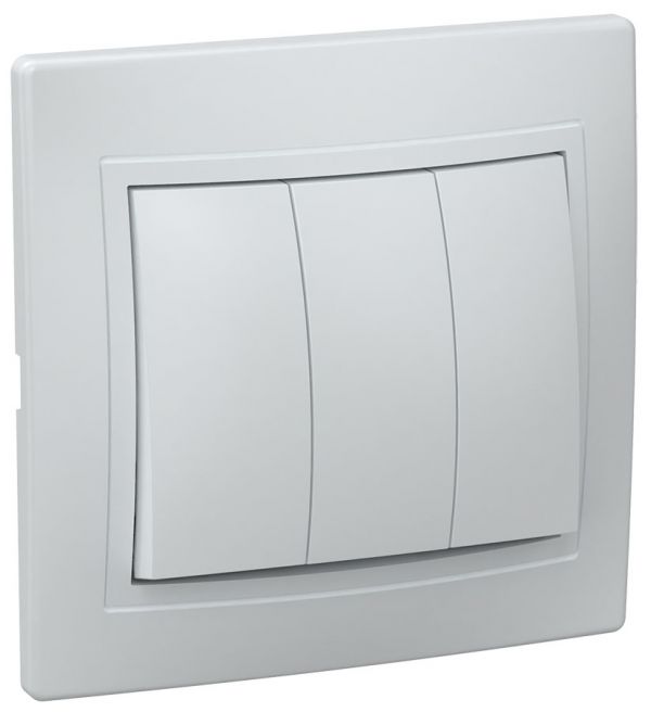 KVARTA Выключатель 3-клавишный 10А ВС10-3-0-ККм кремовый GENERICA