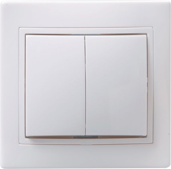 KVARTA Выключатель 2-клавишный 10А кер. ВС10-2-0-КБ белый GENERICA