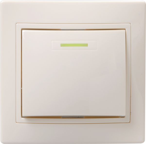 KVARTA Выключатель 1-клавишный с индикацией 10А ВС10-1-1-ККм кремовый GENERICA