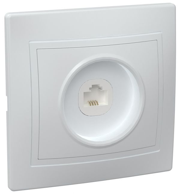 KVARTA Розетка 1-местная телефонная RJ11 РТ10-КБ белый GENERICA