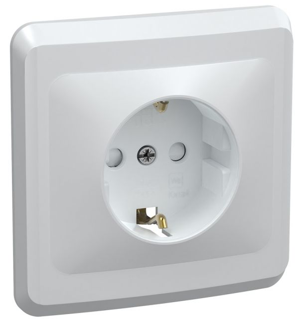 VEGA Розетка 1-местная с заземлением с защитными шторками 16А РСш10-3-ВБ белый GENERICA