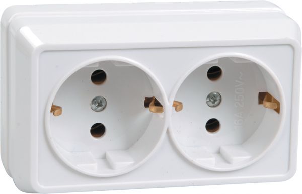 OKTAVA Розетка 2-местная с заземлением для открытой установки 16А РС22-3-ОКм кремовый GENERICA