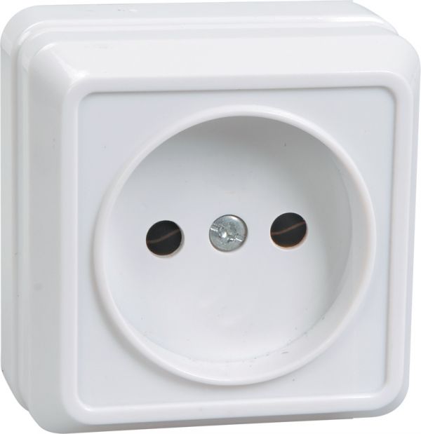 OKTAVA Розетка 1-местная без заземления для открытой установки 10А РС20-2-ОКм кремовый GENERICA