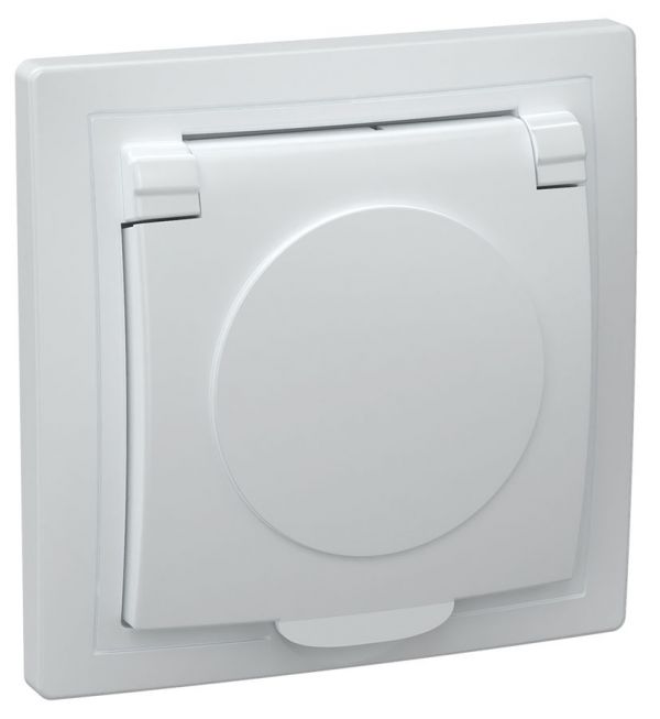 KVARTA Розетка 1-местная с заземлением крыш. 16А РСб10-3-КБ белый GENERICA