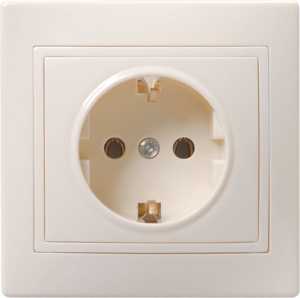 KVARTA Розетка 1-местная с заземлением с защитными шторками 16А РСш10-3-ККм кремовый GENERICA