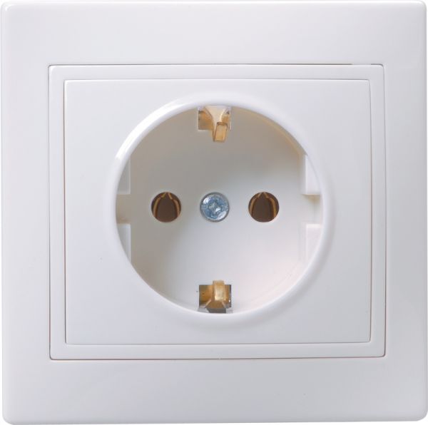 KVARTA Розетка 1-местная с заземлением без защитных шторок 16А кер. РС10-3-КБ белый GENERICA