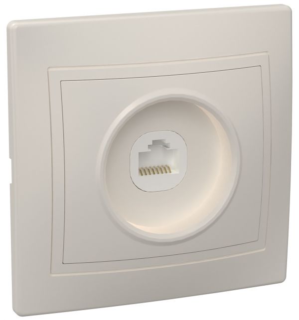 KVARTA Розетка 1-местная компьютерная RJ45 кат.5е РК10-ККм крем GENERICA