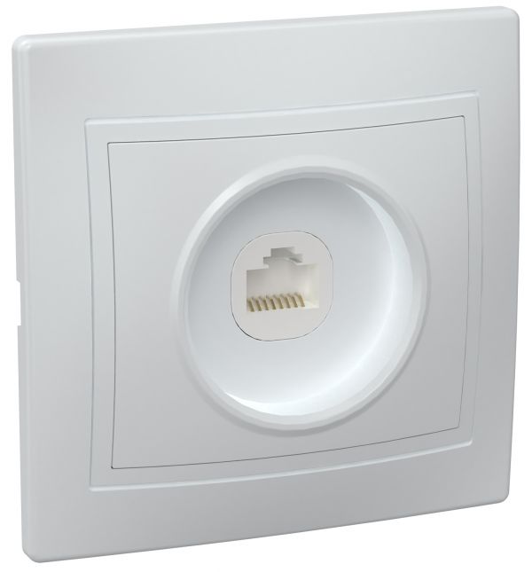 KVARTA Розетка 1-местная компьютерная RJ45 кат.5е РК10-КБ белый GENERICA