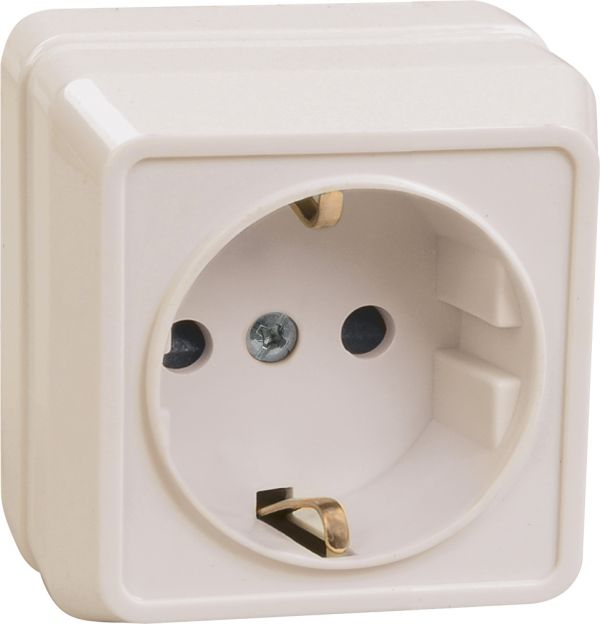 OKTAVA Розетка 1-местная с заземлением для открытой установки 16А РС20-3-ОКм кремовый GENERICA