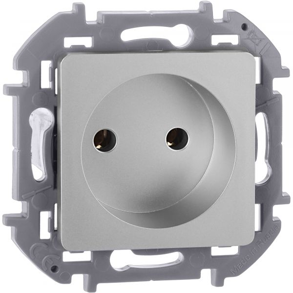 Розетка 1-местная без заземления без защитных шторок 16А алюминий INSPIRIA