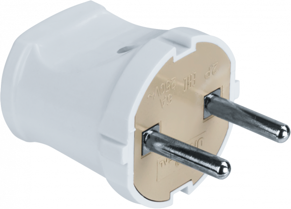 Вилка Navigator прямая без заземления белая 61 358 NCA-PL01-6A-X-WH