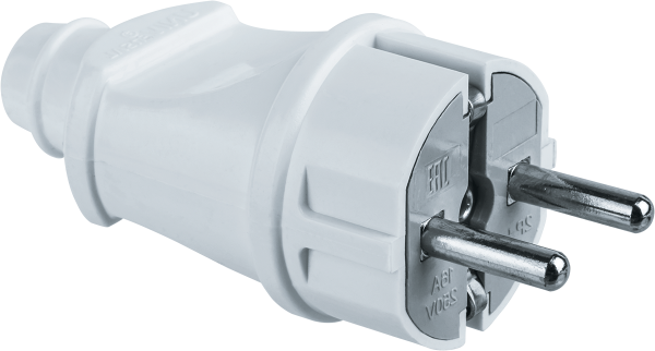 Вилка Navigator прямая с заземлением белая 61 359 NCA-PL02-16A-E-WH