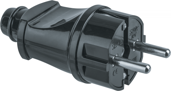 Вилка Navigator прямая с заземлением черная 61 360 NCA-PL02-16A-E-BL