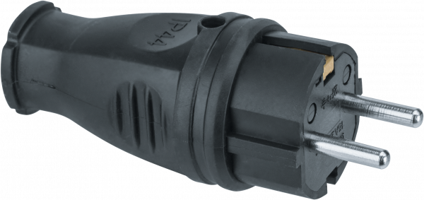 Вилка Navigator прямая с заземлением каучук черная 61 368 NCA-PLR02-16A-E-IP44-BL