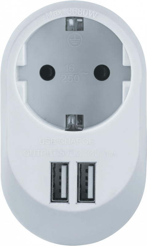 Адаптер с/з 1 гнездо USB3.4A NAD-USB01-1E-C-WH