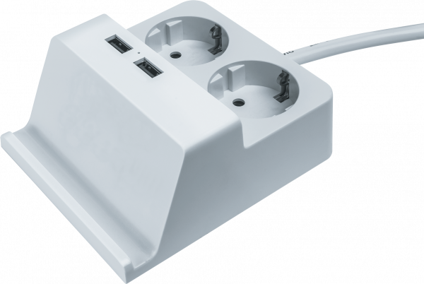 Удлинитель бытовой с заземлением 2 USB, подставка для телефона, 1,5м