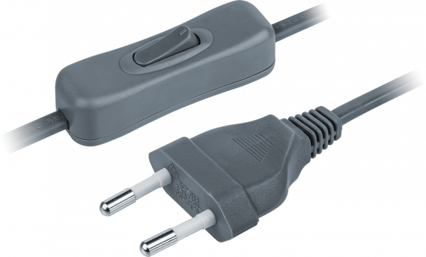 Шнур NPS-FS-170-2x0.5-GR 1.7м с выключателем серый