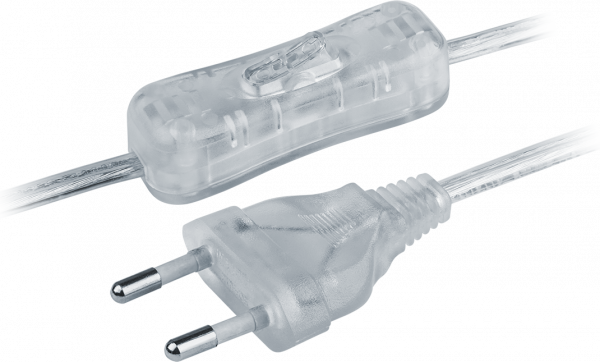 Шнур NPS-FS-170-2x0.5-TR 1.7м с выключателем прозрачный